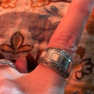 Sterling silver ring 4 Shell Pieces & Marcasite